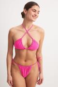 NA-KD Swimwear Bikinitruse med høy skjæring og knyting - Pink