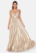 Goddiva Deep V Neck Metallic Gold M (UK12)