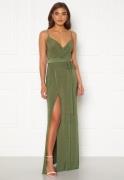 Goddiva Wrap Front Maxi Dress Olive XL (UK16)