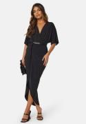 John Zack Kimono Sleeve Rouch Dress Black S (UK10)