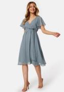 Goddiva Flutter Chiffon Midi Dress Blue S (UK10)