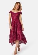 Goddiva Embroidered Lace Dress Wine-red XL (UK14)