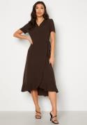 John Zack Short Sleeve Wrap Dress Chocolate XXS (UK6)