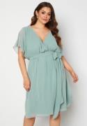 Goddiva Curve Flutter Sleeve Chiffon Midi Dress Dusty green 54 (UK26)