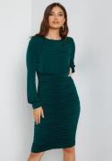 John Zack Long Sleeve Rouched Midi Dress Forest Green XXS (UK6)