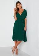 Goddiva Flutter Chiffon Midi Dress Dark green XXS (UK6)