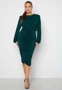 John Zack Curve Long Sleeve Rouched Midi Dress Forest Green 54 (UK26)