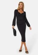 BUBBLEROOM Rudina puff sleeve midi dress Black S