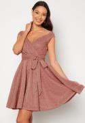 Goddiva Lurex Skater Dress Dark Rose S (UK10)