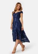 Goddiva Embroidered Lace Dress Navy M (UK12)