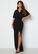 Bubbleroom Occasion Wrap Slit Maxi Dress Black 42