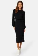 BUBBLEROOM Round Neck Rib Knitted Midi Dress Black 4XL