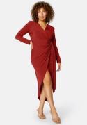 John Zack Curve Long Sleeve Wrap Maxi Dress Burgundy 52 (UK24)