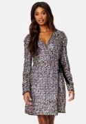 YAS Multiseq LS Wrap Dress Fuchsia Purple S