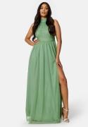 Goddiva Tie Neck Maxi Dress With Split Dusty Sage XXS (UK6)