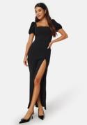 John Zack Puff Sleeve Maxi Dress With Split Black L (UK14)