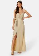 Goddiva Glitter Wrap Front Maxi Dress Light Gold XXS (UK6)