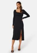 BUBBLEROOM Neija Square Neck Midi Dress  Black XS