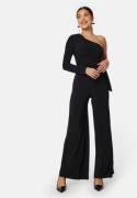 John Zack Long Sleeve One Shoulder Jumpsuit Black S S (UK10)