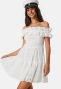 Bubbleroom Occasion Flounce off shoulder dress White L