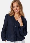 Happy Holly Nisha Broderie Anglaise Blouse Navy 32/34