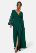 Goddiva Long Sleeve Chiffon Dress Green L (UK14)