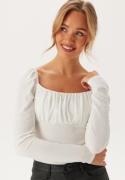 BUBBLEROOM Rushed Square Neck Long Sleeve Top White L