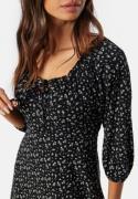 Happy Holly Soft Puff Sleeve Dress Black/Floral 32/34