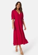 BUBBLEROOM Puff Sleeve Viscose Dress Red XS