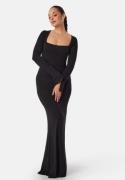 BUBBLEROOM Square Neck L/S Maxi Dress Black L