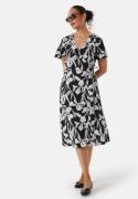 VILA Lovie S/S Wrap Midi Dress Black/Patterned 34