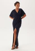 Bubbleroom Occasion Wrap Slit Maxi Dress Dark blue 34