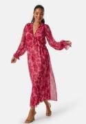 Bubbleroom Occasion Frill Midi Dress Pink/Floral 3XL