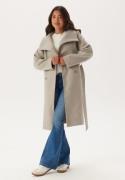 BUBBLEROOM High Neck Midi Coat Light beige L