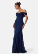 Goddiva Chiffon Off Shoulder Maxi Dress Navy XS (UK8)