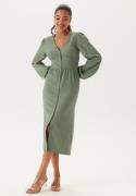 BUBBLEROOM Structure Button Midi Dress Dusty green XS