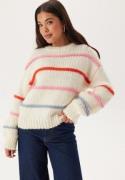 Pieces Pcnavine Ls O-neck Knit Cloud Dancer Stripes:tago+scha XS