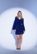 VILA Vibarina Glitter Dress Navy Blazer Detail:SEQUINS S