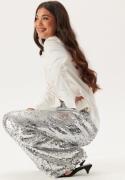 BUBBLEROOM Sequin Wide Trousers Silver S