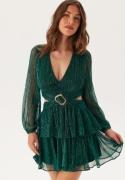 FOREVER NEW Donna Plisse Mini Dress Emerald Green 42