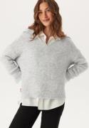 ONLY Onlmaggie Life Ls Split Neck Light Grey Melange L