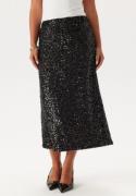 Pieces Pcserena Sequin Hw Midi Skirt Black Detail:black Detail XL