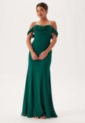 Goddiva Chiffon Off Shoulder Maxi Dress Dark Green XXL (UK18)