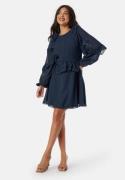 BUBBLEROOM Round Neck Short Frill Dress Navy 44