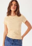 TOMMY JEANS Tjw Slim Essential Rib Ss  ZGA Custard Cream S