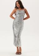 BUBBLEROOM Sequin Strap Dress Silver M