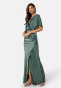 Bubbleroom Occasion Wrap Satin Gown Green 38