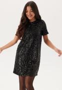 Pieces Pcserena Sequin Ss O-neck Dres Black Detail:black Detail XL