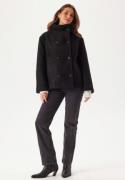 BUBBLEROOM High Neck Short Bouclé Coat Black XS