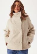 BUBBLEROOM High Neck Short Bouclé Coat Beige L